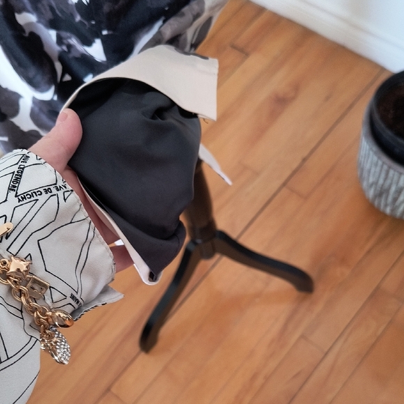 Vintage Hand Made Elegant Off White and Black Floral Dress, 50s Look. Size Large - Picture 4 of 5